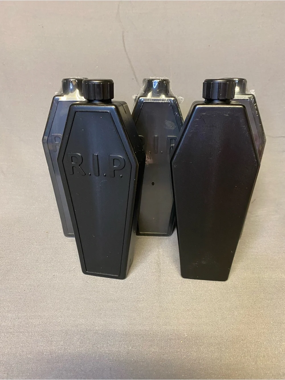Target Black Coffin-Shaped R.I.P. Flask Water Bottle set of 8